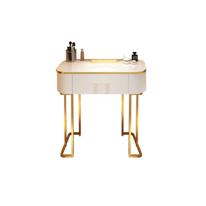 Wooden Makeup Vanity Desk Lighted Mirror Dressing Table Stool Set with Drawer