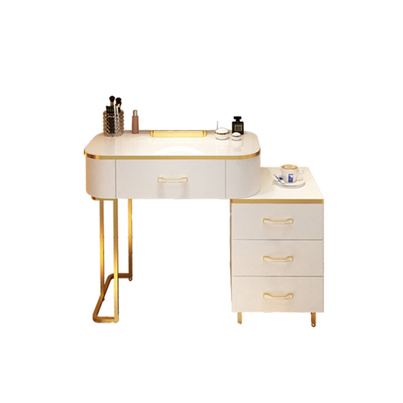 Wooden Makeup Vanity Desk Lighted Mirror Dressing Table Stool Set with Drawer