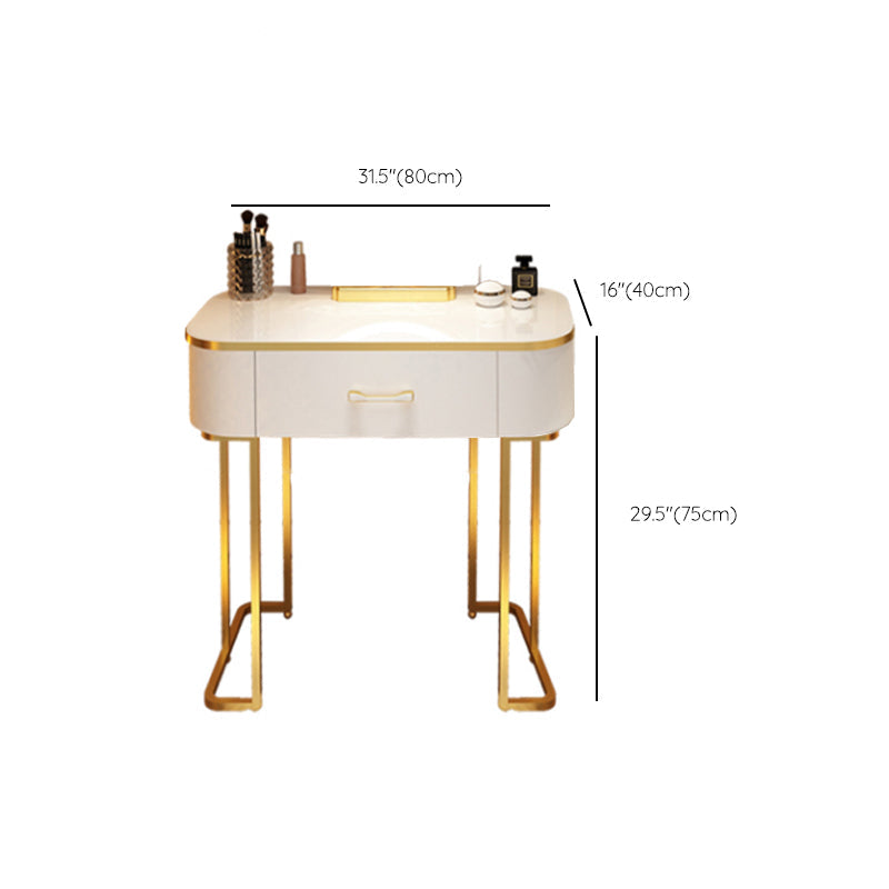 Wooden Makeup Vanity Desk Lighted Mirror Dressing Table Stool Set with Drawer