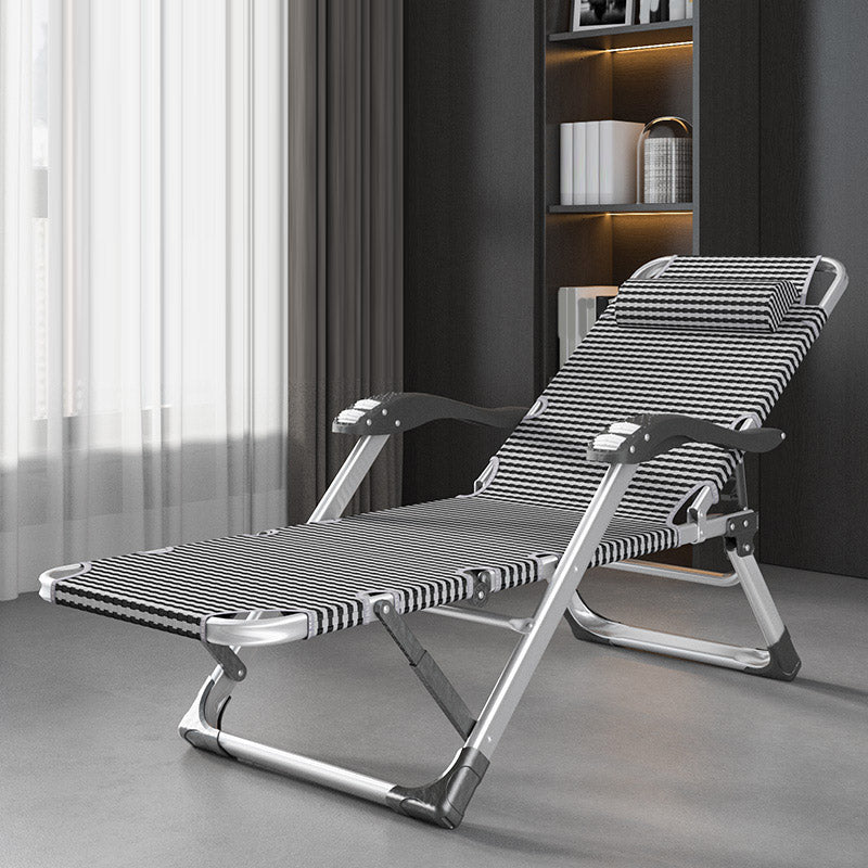 Metal Modern Standard Recliner Standard (No Motion) Recliner Chair with Arm Silver Black Clearhalo 'Chairs & Seating' 'furn' 'furn_recliners' 'Furniture' 'Living Room Furniture' 'Recliners' 7091703