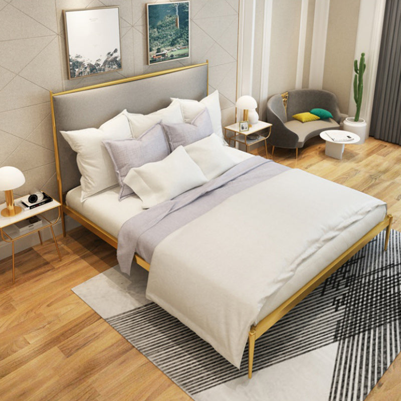 Modernes Metallplattform -Bett Standardbett mit gepolstertem Kopfteil
