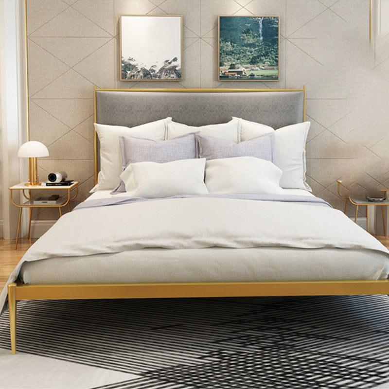 Modernes Metallplattform -Bett Standardbett mit gepolstertem Kopfteil