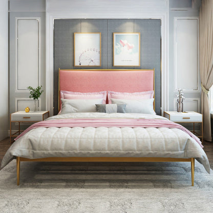 Modernes Metallplattform -Bett Standardbett mit gepolstertem Kopfteil