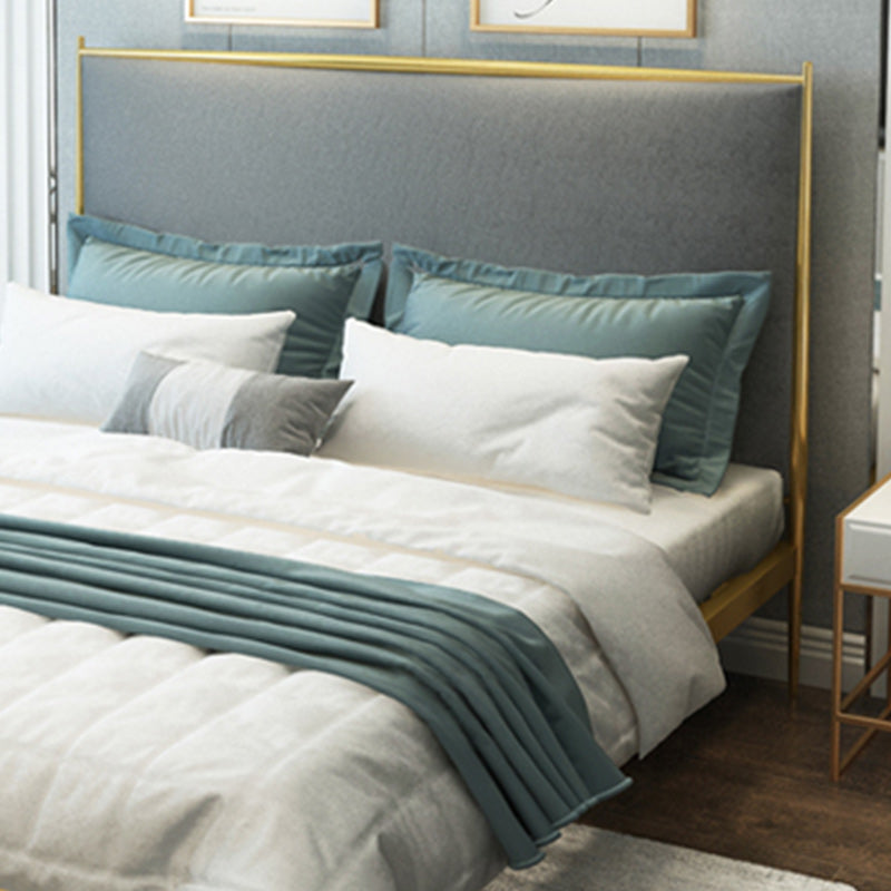 Modernes Metallplattform -Bett Standardbett mit gepolstertem Kopfteil