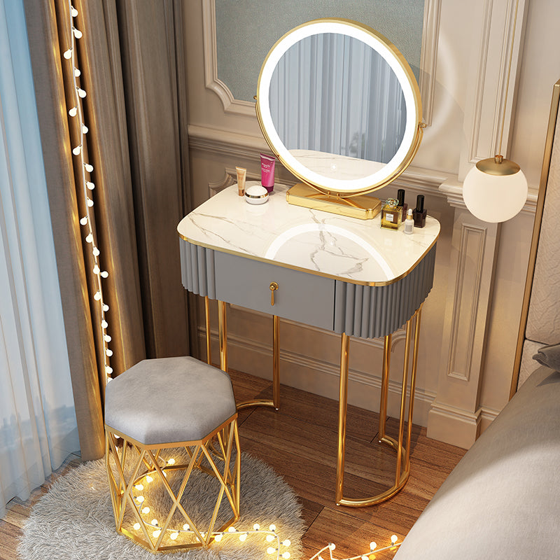 Storage Makeup Vanity Desk Bedroom Dressing Table Stool Set with Drawer Clearhalo 'Bedroom Furniture' 'furn' 'furn_makeup_vanities' 'Furniture' 'Makeup Vanities' 'makeup_vanities' 7091786