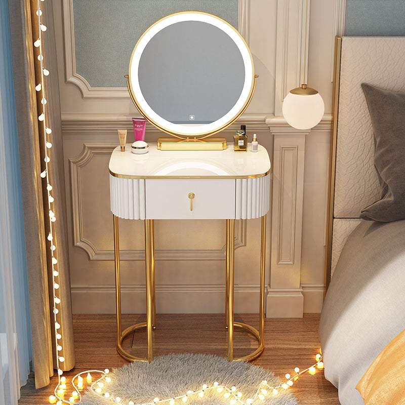 Storage Makeup Vanity Desk Bedroom Dressing Table Stool Set with Drawer Makeup Vanity & Mirror 20"L x 16"W x 30"H White Clearhalo 'Bedroom Furniture' 'furn' 'furn_makeup_vanities' 'Furniture' 'Makeup Vanities' 'makeup_vanities' 7091787