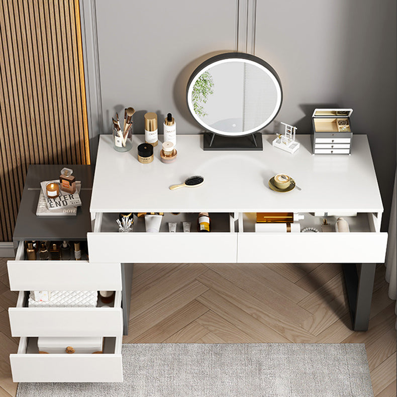 Modern Wooden Vanity Desk in White Modern with Drawers Dressing Table