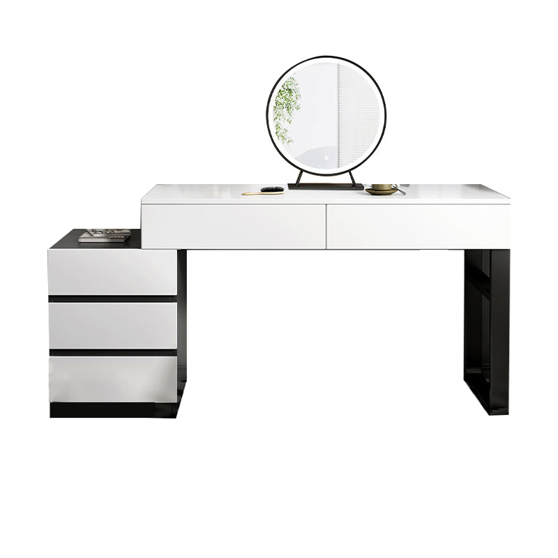 Modern Wooden Vanity Desk in White Modern with Drawers Dressing Table