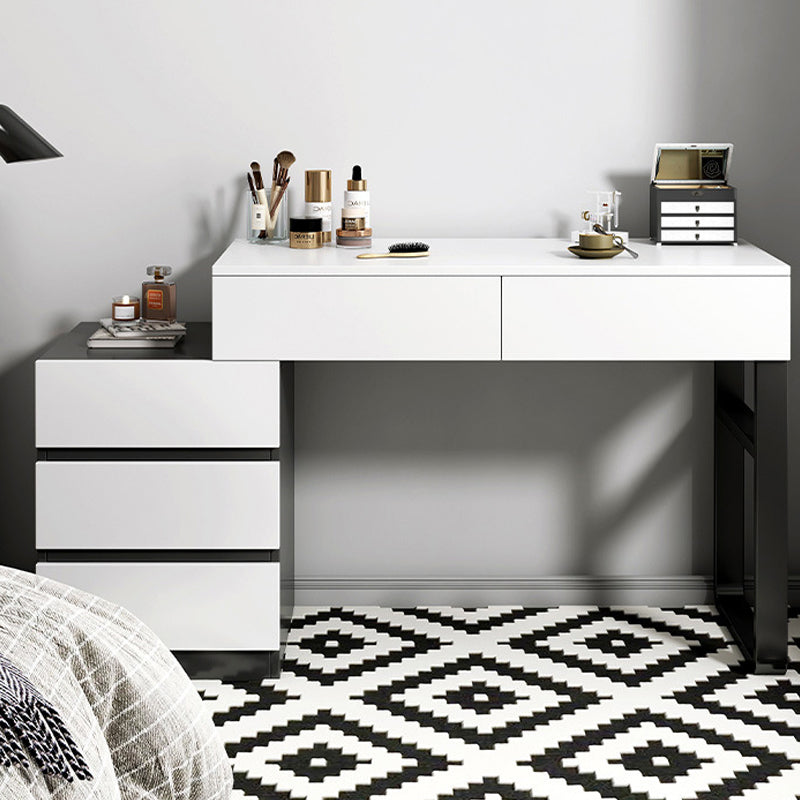 Modern Wooden Vanity Desk in White Modern with Drawers Dressing Table