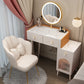 Solid Wood Makeup Vanity Desk Lighted Mirror Makeup Vanity Set with Drawer