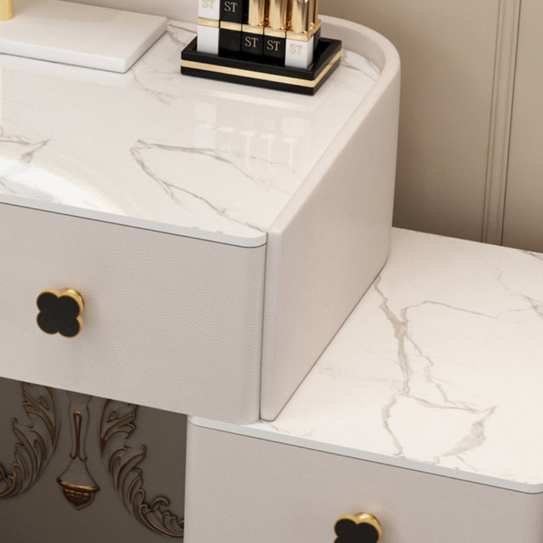 Solid Wood Makeup Vanity Desk Lighted Mirror Makeup Vanity Set with Drawer