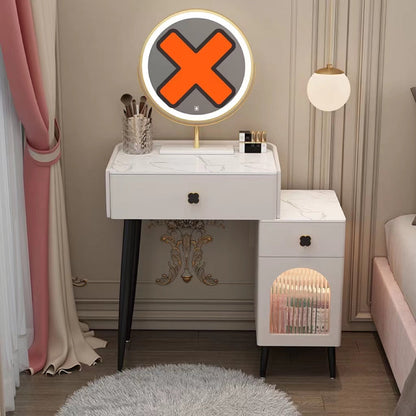 Solid Wood Makeup Vanity Desk Lighted Mirror Makeup Vanity Set with Drawer