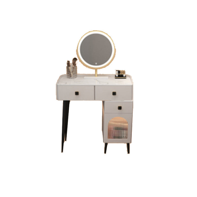 Solid Wood Makeup Vanity Desk Lighted Mirror Makeup Vanity Set with Drawer