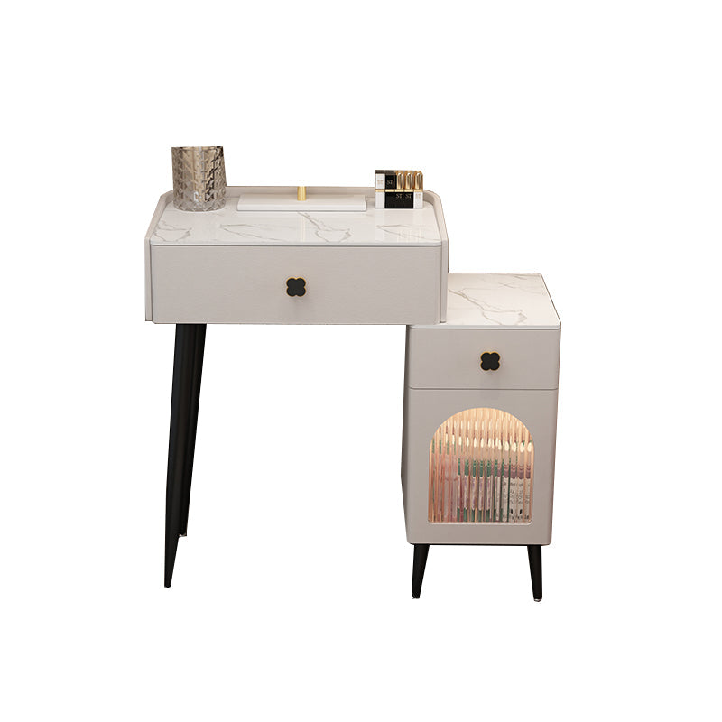 Solid Wood Makeup Vanity Desk Lighted Mirror Makeup Vanity Set with Drawer