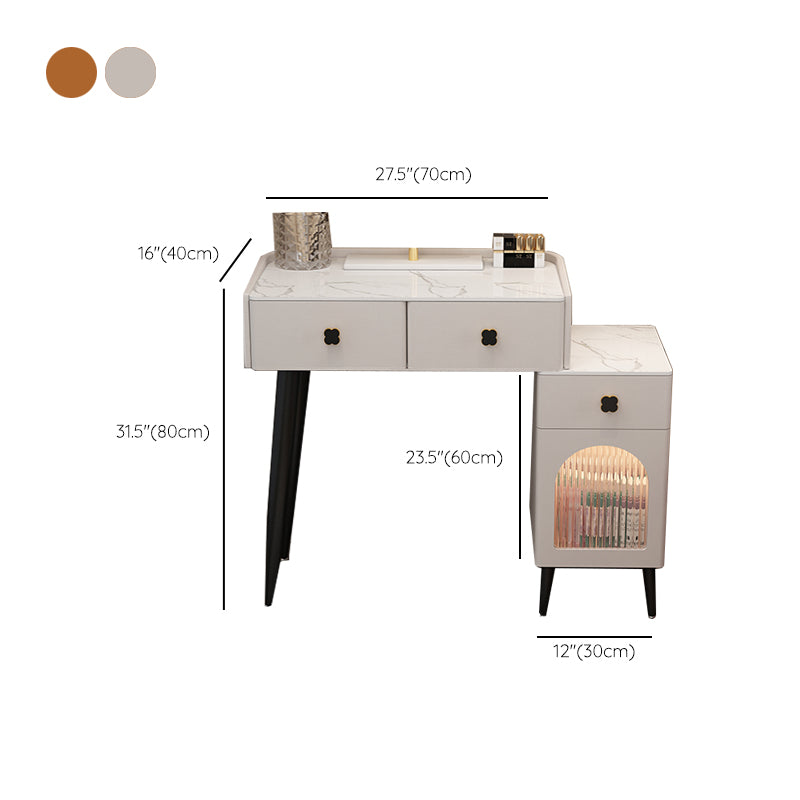 Solid Wood Makeup Vanity Desk Lighted Mirror Makeup Vanity Set with Drawer