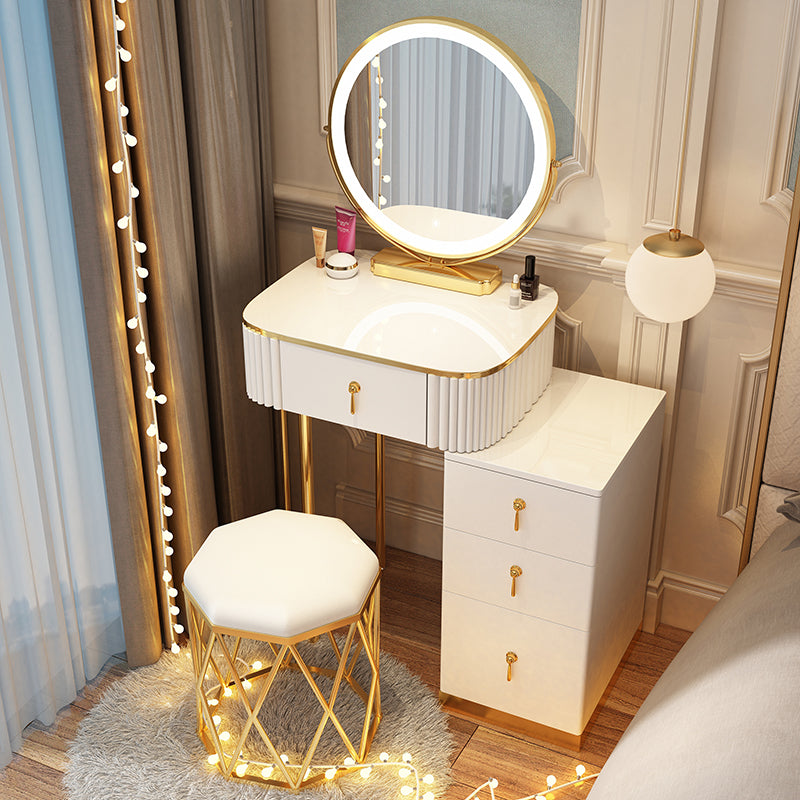 Solid Wood Makeup Vanity Desk Lighted Mirror Makeup Vanity Set Makeup Vanity & Mirror & Stools 20"L x 16"W x 30"H White Clearhalo 'Bedroom Furniture' 'furn' 'furn_makeup_vanities' 'Furniture' 'Makeup Vanities' 'makeup_vanities' 7092042