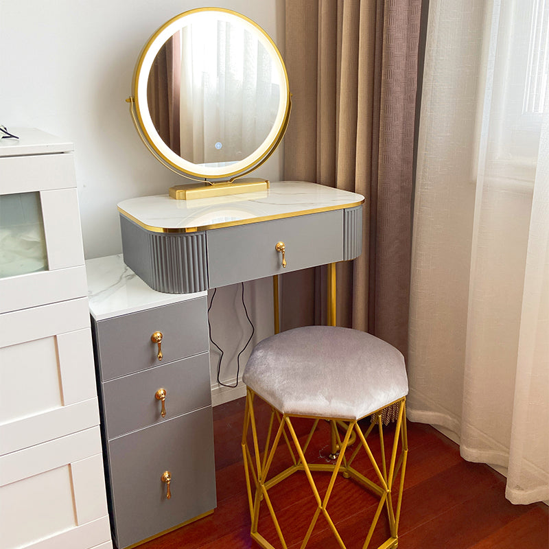 Solid Wood Makeup Vanity Desk Lighted Mirror Makeup Vanity Set Clearhalo 'Bedroom Furniture' 'furn' 'furn_makeup_vanities' 'Furniture' 'Makeup Vanities' 'makeup_vanities' 7092045