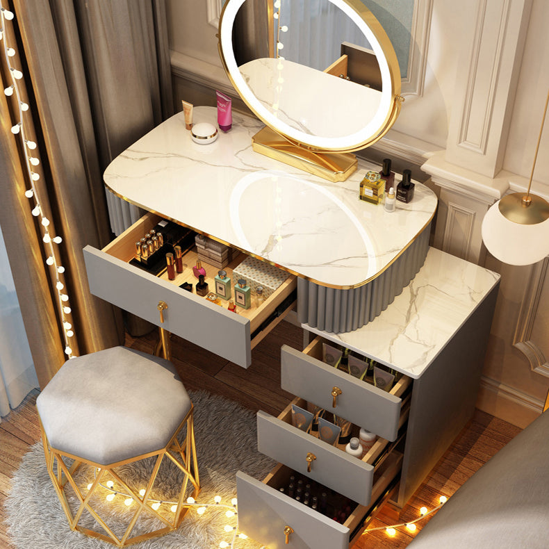 Solid Wood Makeup Vanity Desk Lighted Mirror Makeup Vanity Set Clearhalo 'Bedroom Furniture' 'furn' 'furn_makeup_vanities' 'Furniture' 'Makeup Vanities' 'makeup_vanities' 7092048