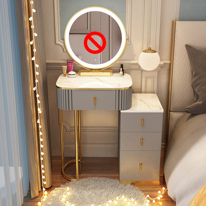 Solid Wood Makeup Vanity Desk Lighted Mirror Makeup Vanity Set Makeup Vanity 20"L x 16"W x 30"H White-Gray Clearhalo 'Bedroom Furniture' 'furn' 'furn_makeup_vanities' 'Furniture' 'Makeup Vanities' 'makeup_vanities' 7092054