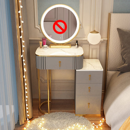 Solid Wood Makeup Vanity Desk Lighted Mirror Makeup Vanity Set Makeup Vanity 20"L x 16"W x 30"H White-Gray Clearhalo 'Bedroom Furniture' 'furn' 'furn_makeup_vanities' 'Furniture' 'Makeup Vanities' 'makeup_vanities' 7092054
