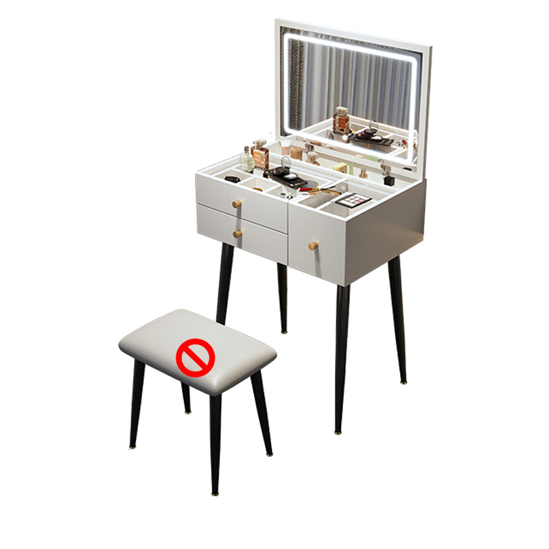 Glam Mirrored Glass Vanity Desk 3 Drawer Vanity Dressing Table Makeup Vanity White Clearhalo 'Bedroom Furniture' 'furn' 'furn_makeup_vanities' 'Furniture' 'Makeup Vanities' 'makeup_vanities' 7092072