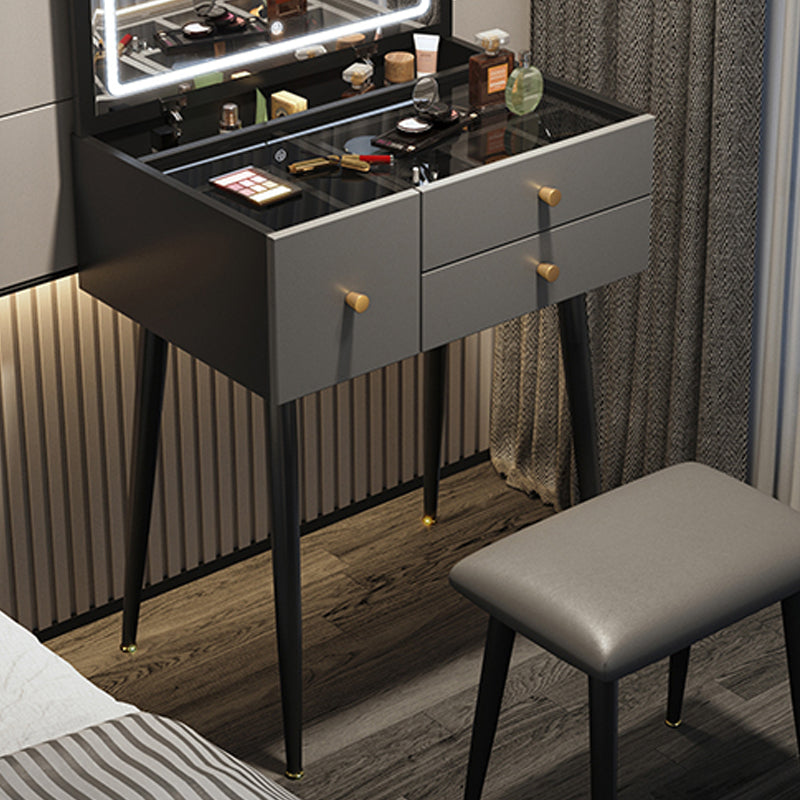 Glam Mirrored Glass Vanity Desk 3 Drawer Vanity Dressing Table Clearhalo 'Bedroom Furniture' 'furn' 'furn_makeup_vanities' 'Furniture' 'Makeup Vanities' 'makeup_vanities' 7092079