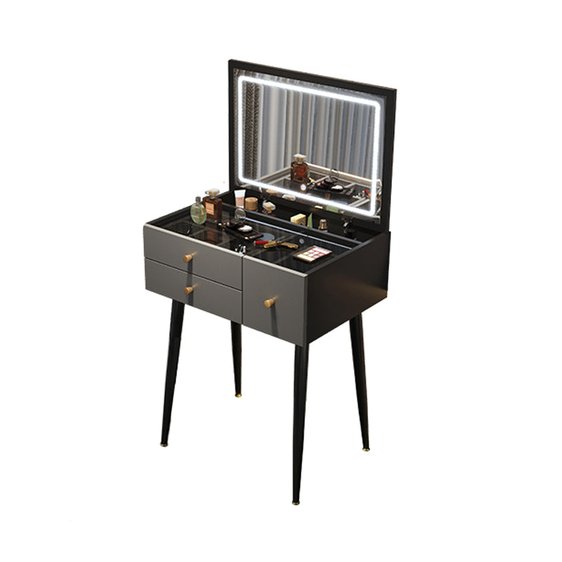 Glam Mirrored Glass Vanity Desk 3 Drawer Vanity Dressing Table Clearhalo 'Bedroom Furniture' 'furn' 'furn_makeup_vanities' 'Furniture' 'Makeup Vanities' 'makeup_vanities' 7092081