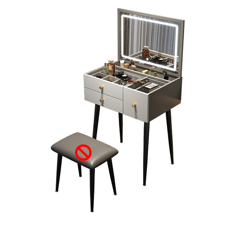 Glam Mirrored Glass Vanity Desk 3 Drawer Vanity Dressing Table Makeup Vanity Grey Clearhalo 'Bedroom Furniture' 'furn' 'furn_makeup_vanities' 'Furniture' 'Makeup Vanities' 'makeup_vanities' 7092086