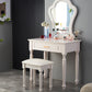 Solid Wood Makeup Vanity Desk Bedroom Dressing Table Stool Set with Drawer