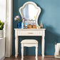 Solid Wood Makeup Vanity Desk Bedroom Dressing Table Stool Set with Drawer