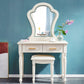 Solid Wood Makeup Vanity Desk Bedroom Dressing Table Stool Set with Drawer