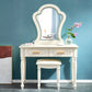 Solid Wood Makeup Vanity Desk Bedroom Dressing Table Stool Set with Drawer