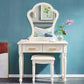 Solid Wood Makeup Vanity Desk Bedroom Dressing Table Stool Set with Drawer