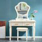 Solid Wood Makeup Vanity Desk Bedroom Dressing Table Stool Set with Drawer