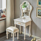 Solid Wood Makeup Vanity Desk Bedroom Dressing Table Stool Set with Drawer