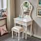 Solid Wood Makeup Vanity Desk Bedroom Dressing Table Stool Set with Drawer