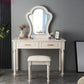 Solid Wood Makeup Vanity Desk Bedroom Dressing Table Stool Set with Drawer