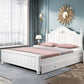Contemporary Solid Color Slat Bed Arched Bed With Custom Wood Legs