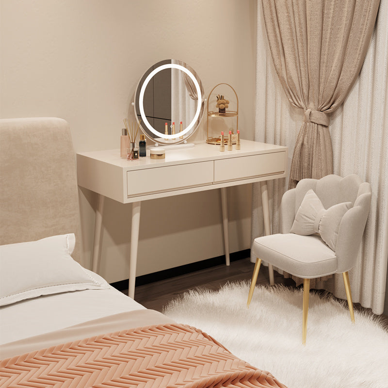 Wooden Makeup Vanity Desk Removable Lighted Mirror Vanity Dressing Table Set