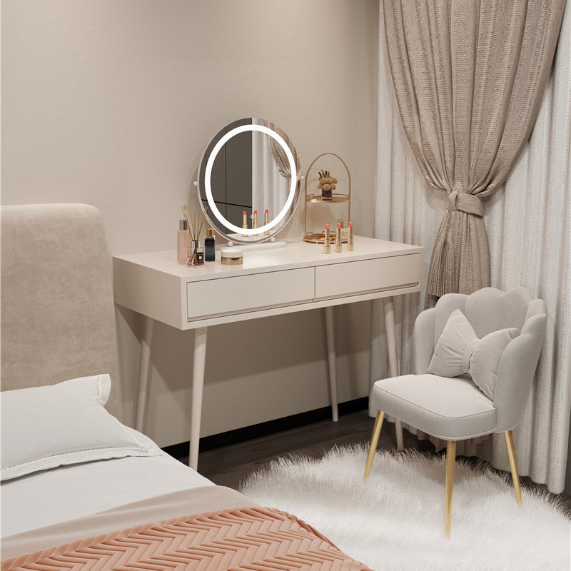 Wooden Makeup Vanity Desk Removable Lighted Mirror Vanity Dressing Table Set