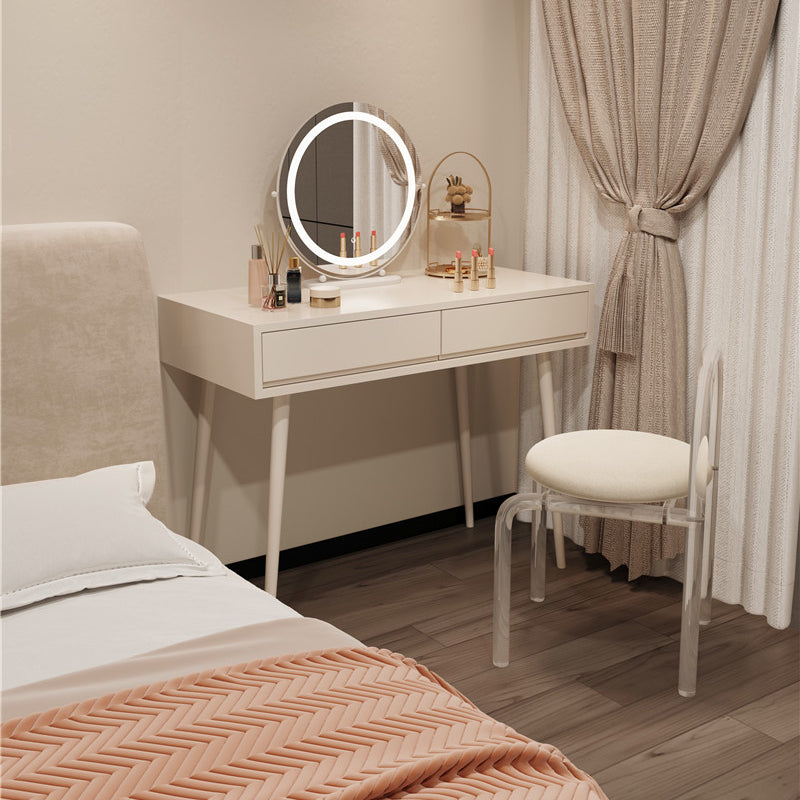 Wooden Makeup Vanity Desk Removable Lighted Mirror Vanity Dressing Table Set