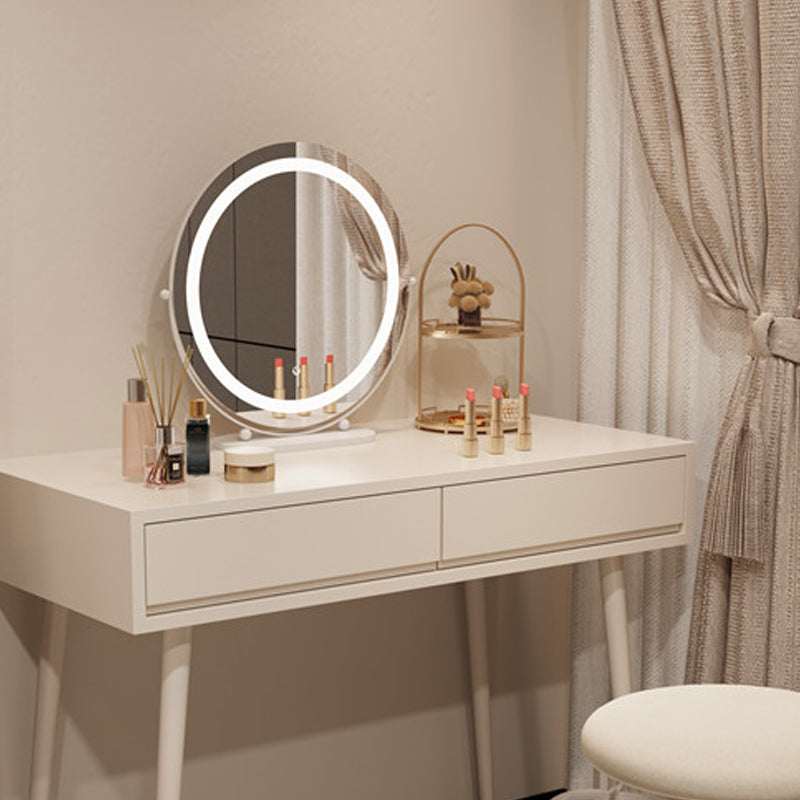 Wooden Makeup Vanity Desk Removable Lighted Mirror Vanity Dressing Table Set