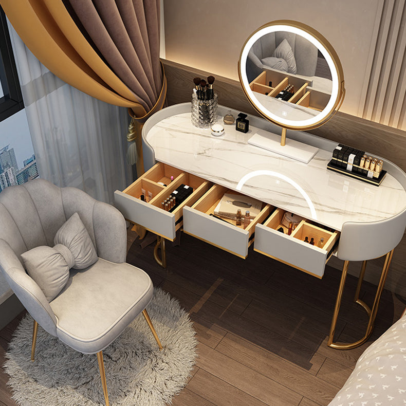 Descripción de tocador de maquillaje de pie Magno de espejo iluminado Conjunto de tocador con cajón