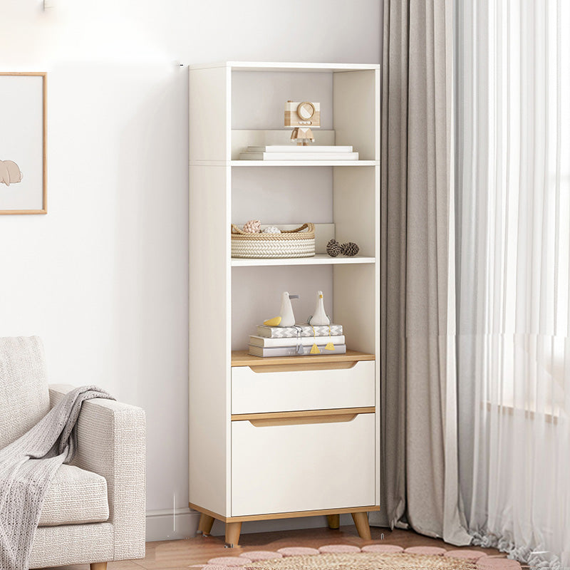 Wooden Accent Cabinet Grooves Handle Design Storage Cabinet with Drawer 15.7"L x 11.8"W x 59.1"H White Clearhalo 'Cabinets & Chests' 'cabinets_chests' 'furn' 'furn_cabinets_chests' 'Furniture' 'Living Room Furniture' 7092656