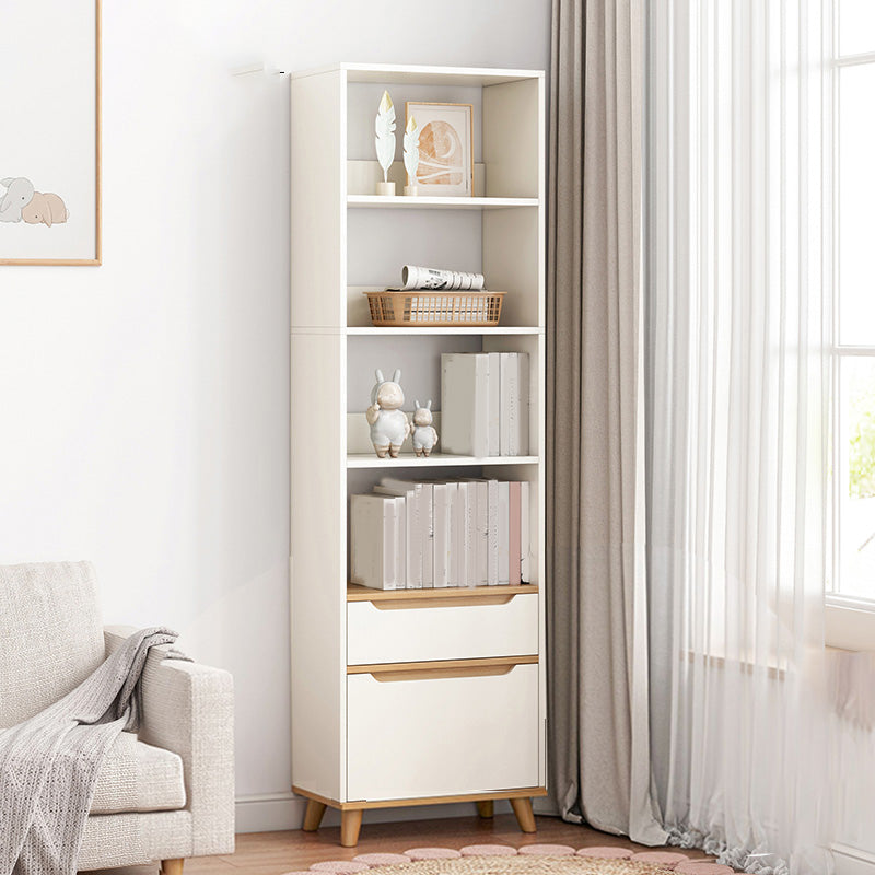 Wooden Accent Cabinet Grooves Handle Design Storage Cabinet with Drawer 15.7"L x 11.8"W x 70.9"H White Clearhalo 'Cabinets & Chests' 'cabinets_chests' 'furn' 'furn_cabinets_chests' 'Furniture' 'Living Room Furniture' 7092660