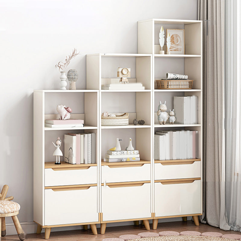 Wooden Accent Cabinet Grooves Handle Design Storage Cabinet with Drawer 16"L x 12"W x 47"H + 16"L x 12"W x 59"H + 16"L x 12"W x 71"H White Clearhalo 'Cabinets & Chests' 'cabinets_chests' 'furn' 'furn_cabinets_chests' 'Furniture' 'Living Room Furniture' 7092665