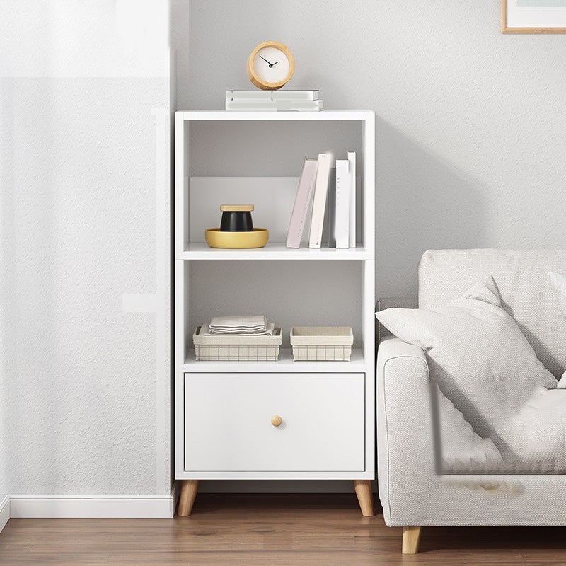 Wooden Accent Cabinet Grooves Handle Design Storage Cabinet with Drawer 19.7"L x 11.8"W x 47.2"H White Clearhalo 'Cabinets & Chests' 'cabinets_chests' 'furn' 'furn_cabinets_chests' 'Furniture' 'Living Room Furniture' 7092667