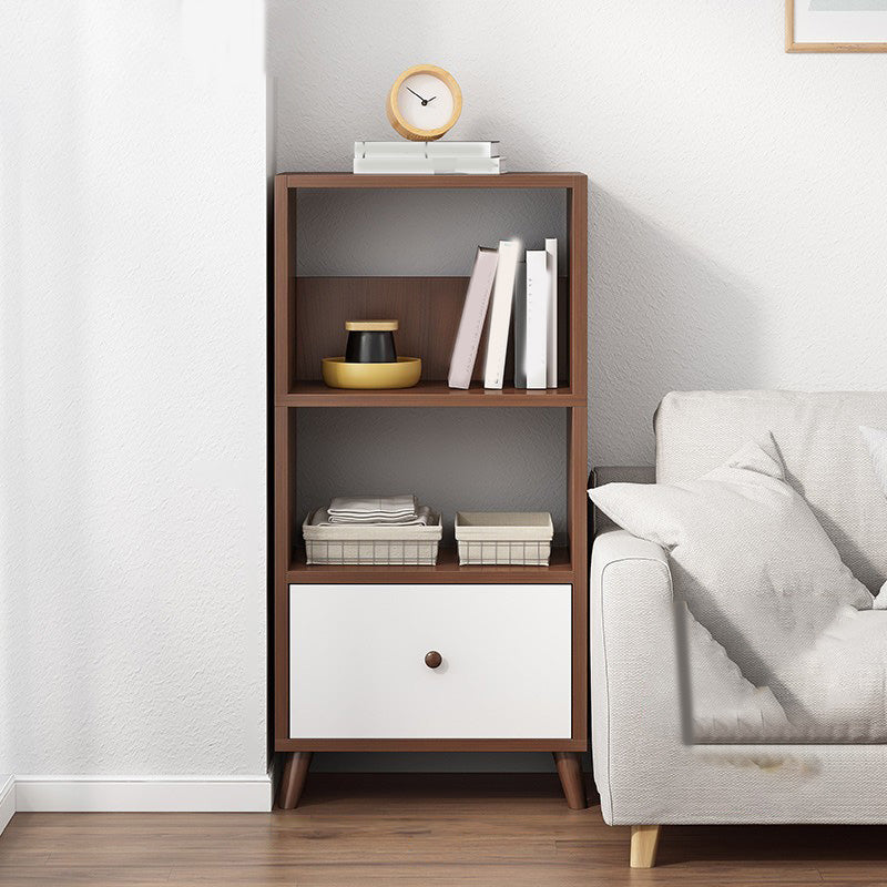 Wooden Accent Cabinet Grooves Handle Design Storage Cabinet with Drawer 19.7"L x 11.8"W x 47.2"H Walnut Clearhalo 'Cabinets & Chests' 'cabinets_chests' 'furn' 'furn_cabinets_chests' 'Furniture' 'Living Room Furniture' 7092668