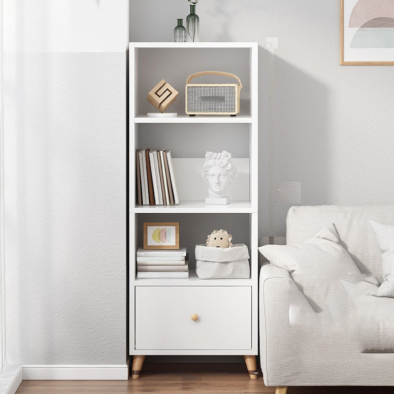 Wooden Accent Cabinet Grooves Handle Design Storage Cabinet with Drawer 20"L x 12"W x 59"H White Clearhalo 'Cabinets & Chests' 'cabinets_chests' 'furn' 'furn_cabinets_chests' 'Furniture' 'Living Room Furniture' 7092670