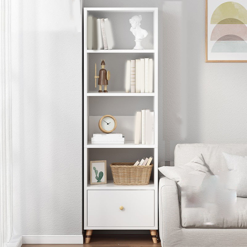 Wooden Accent Cabinet Grooves Handle Design Storage Cabinet with Drawer 19.7"L x 11.8"W x 70.9"H White Clearhalo 'Cabinets & Chests' 'cabinets_chests' 'furn' 'furn_cabinets_chests' 'Furniture' 'Living Room Furniture' 7092673